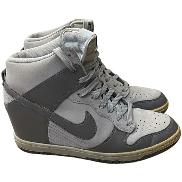 Nike Dunk Sky High Hi Hidden Wedge Suede Sneaker Women's US 8 Gray 528899-005 - Picture 1 of 12